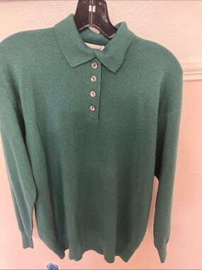 Brunello Cucinelli Forest Green Polo Knit Sweater